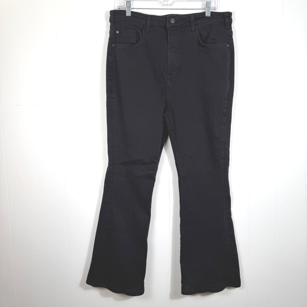 Anthropologie Pilcro Black High Rise Flare Jeans Size 33 Stretch Denim OB1527227